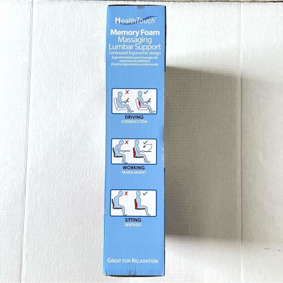 HealthTouch Red Memory Foam Massaging Lumbar Support Back Neck Massage - Picture 2 of 10